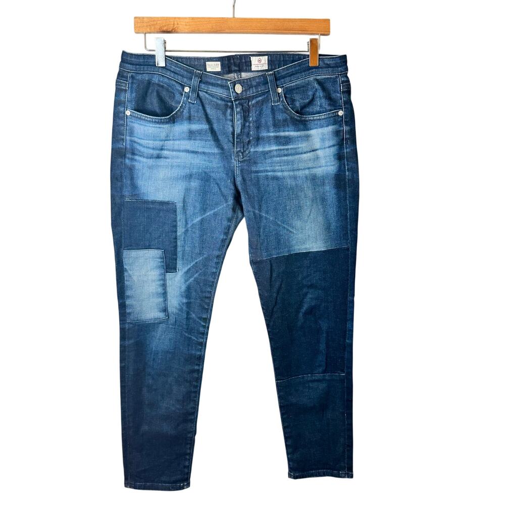 AG Adriano Goldschmied Jeans Women's Straight Patchwork Stevie Ankle Dark Wash